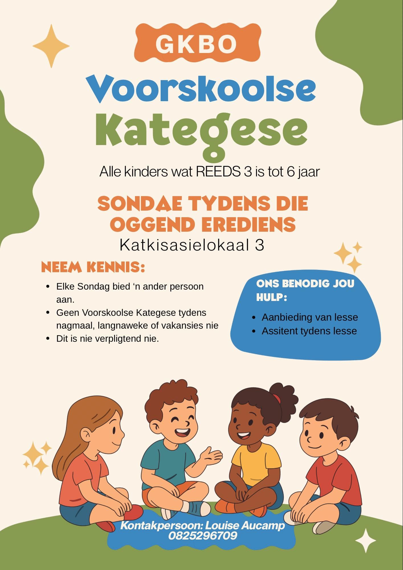 GKBO Voorskoolse Kategese elke Sondagoggend